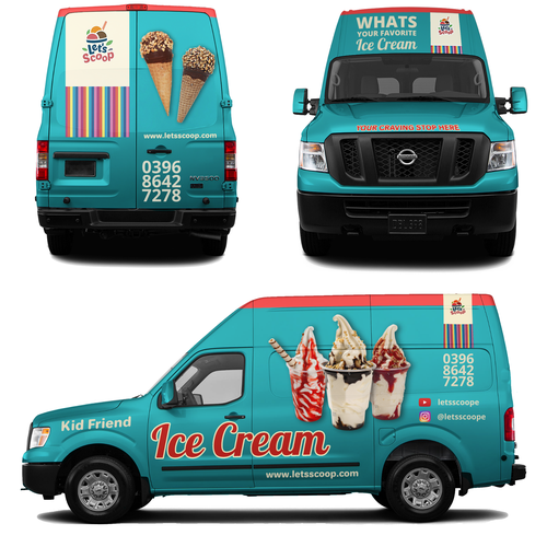 Ice cream shop design with the title 'Van wrap design contest entry'