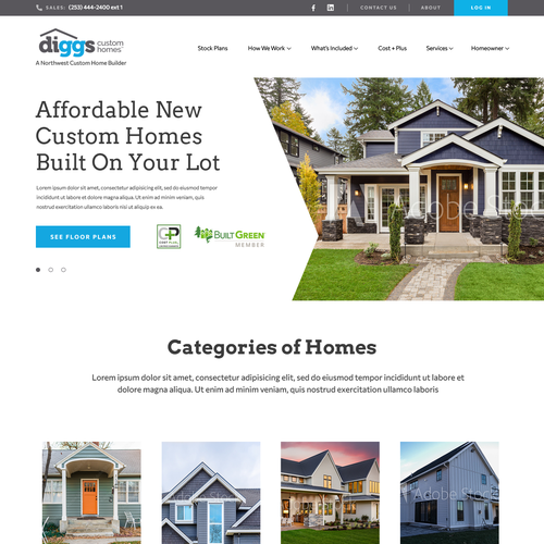 Home builder design with the title 'Diggs Custom Homes'