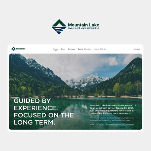 Redesigned website with the title 'Web site redesign for Investment Management Company'