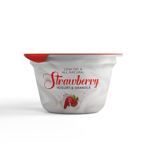 Strawberry label with the title 'Yogurt Label Design'