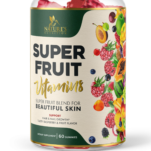 Vitamin label with the title 'SuperFruit Vitamins label '