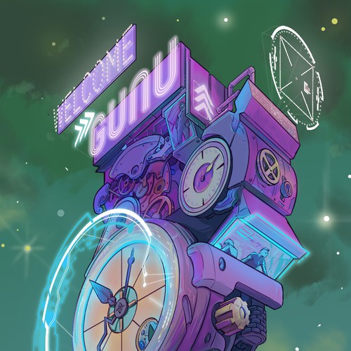 Cyberpunk artwork with the title 'Cyberpunk Illustration'