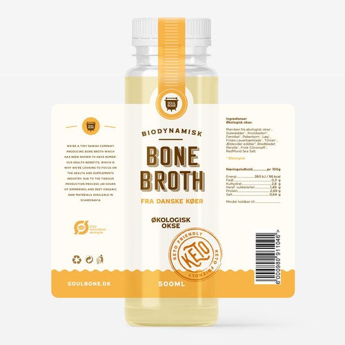 Bottle packaging with the title 'Bone Broth'