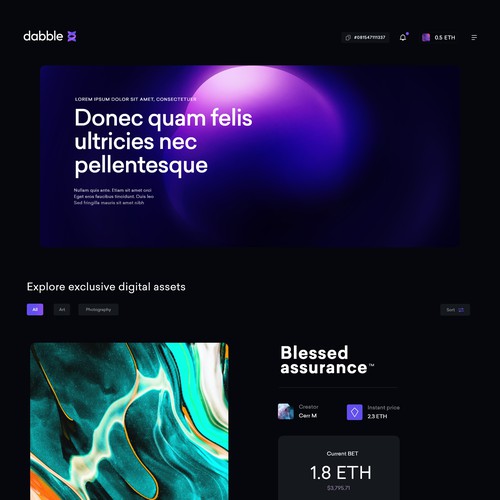 Marketplace website with the title 'Dabble'