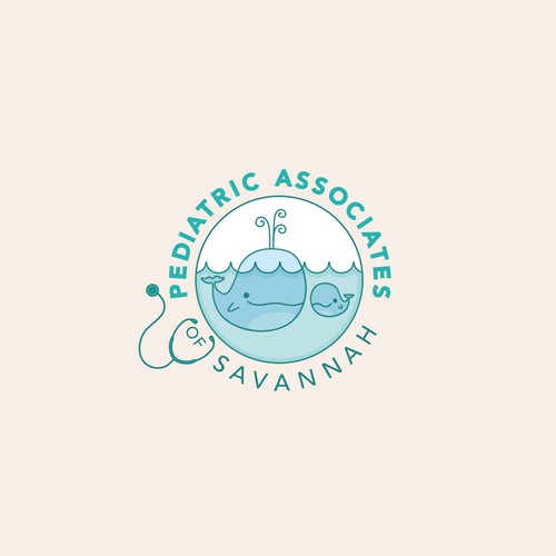 Whale logo with the title 'Playful logo concept for paediatric clinic'