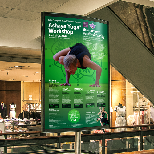 Workshop design with the title 'International Yoga Master Teacher Todd Norian's Workshop'