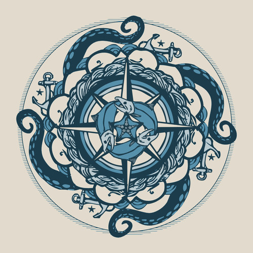 Fishing t-shirt with the title 'Nautical Mandala for T-Shirt'