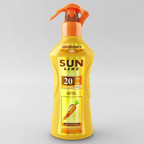 Bottle artwork with the title '3d renders and labels for cosmetic products'