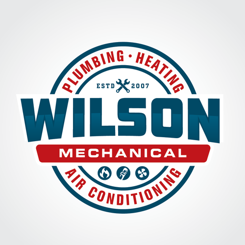 Heating design with the title 'Vintage style Logo for Wilson Mechanical Plumbing Heating and Air Conditioning'