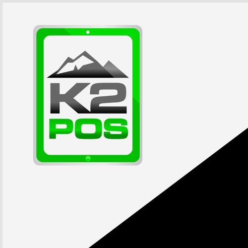 Black and green logo with the title 'Logo concept for POS tablet'