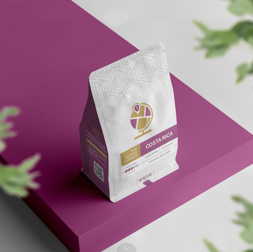 Roasted coffee packaging with the title 'Clean Coffee Bag Concept for The Coffee Corner'