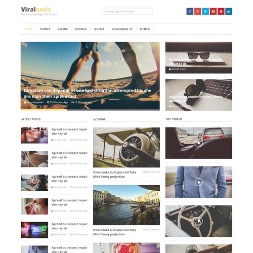 Magazine website with the title 'Viralands'