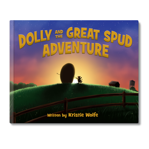 Farm artwork with the title 'Dolly And Great Spud Adventure'