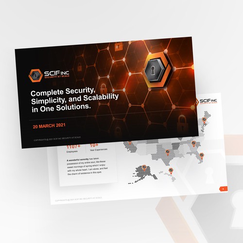 Report design with the title 'Presentation Template for Security System'