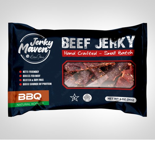 Barbeque packaging with the title 'Beef Jerky packet design'