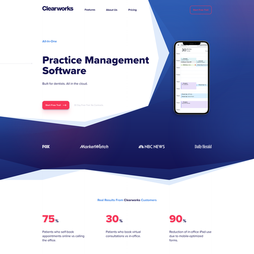 Dental website with the title 'Management Software'