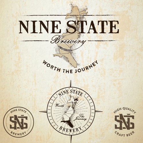 Craft logo with the title 'Logo design for "Nine State Brewery".'