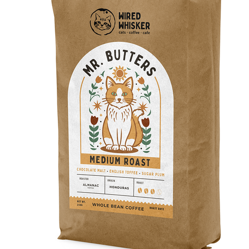 Coffee label with the title 'Coffee Label for Cat Cafe'