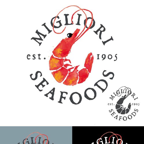 Seafood design with the title 'Logo for Wild caught Seafood Produces'