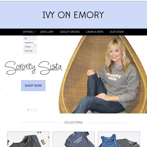 Clothing website with the title 'Online clothing shop'