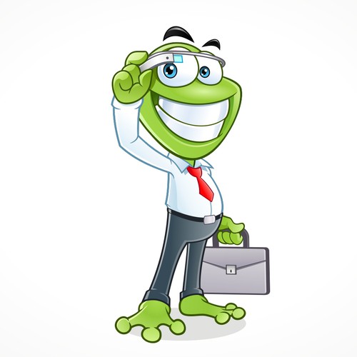 Business illustration with the title 'Create A Happy Business Frog For Tech Startup'