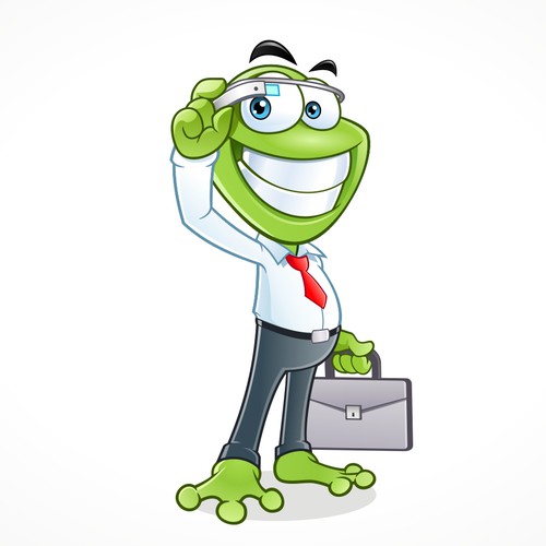 Frog illustration with the title 'Create A Happy Business Frog For Tech Startup'