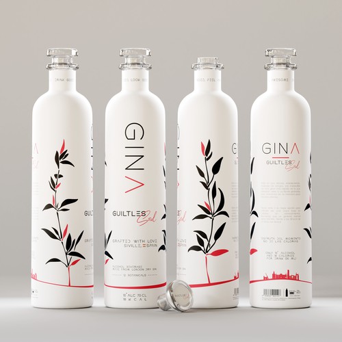 Gin packaging with the title 'Bottle label design'