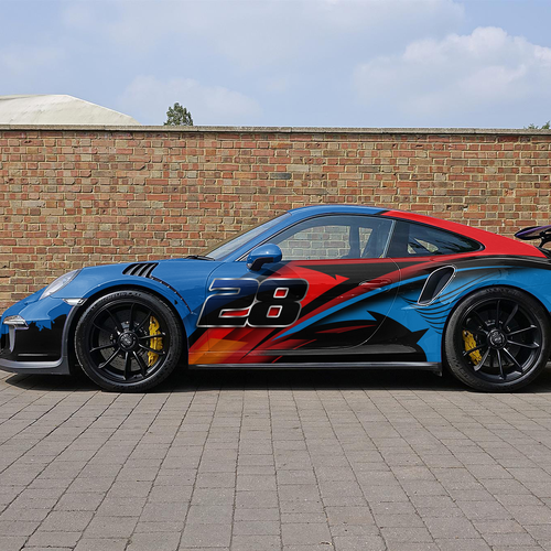 Porsche design with the title 'porsche-911 Race Car Wrap Design '