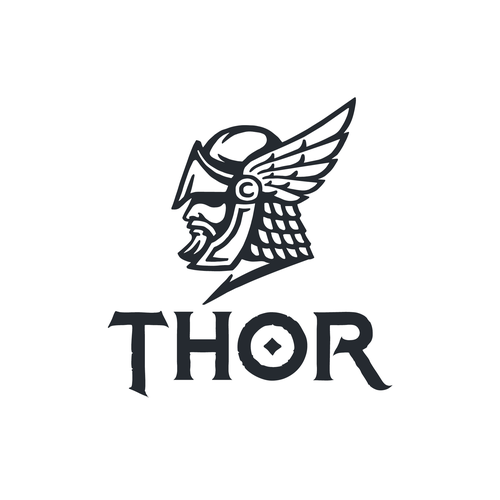 Viking ship logo with the title 'Thor logo design'