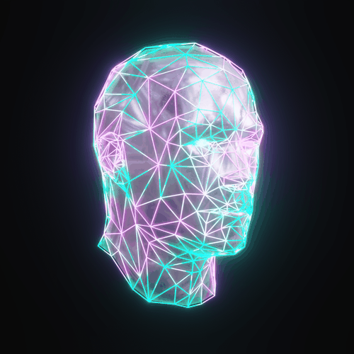 Low poly design with the title 'Geometric head'