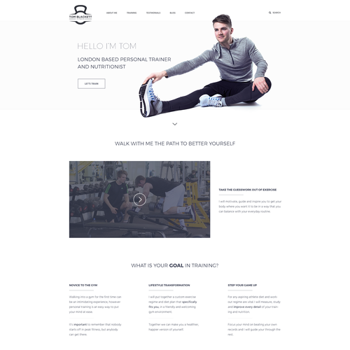 Trainer design with the title 'Tom Blackett personal trainer'