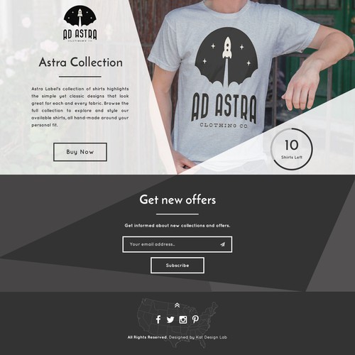 Subscription box design with the title 'T-Shirt company landing page'