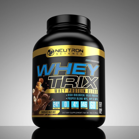 Tube label with the title 'Whey protein Neutron Science'