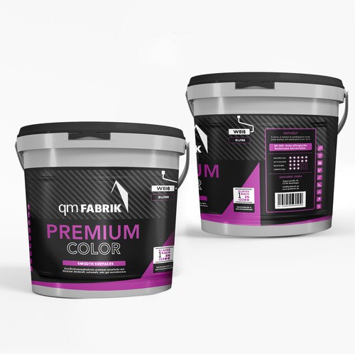 Construction design with the title 'Paint Bucket Label Design'