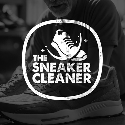 Sneaker design with the title 'The sneaker cleaner logo'