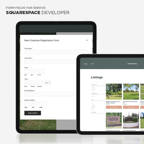 HTML design with the title 'Registration Form For Squarespace Site'