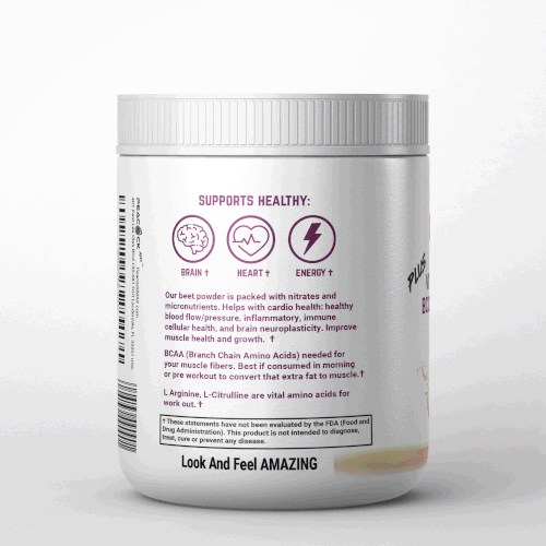 Nutrition label with the title 'ORGANIC BEETS'