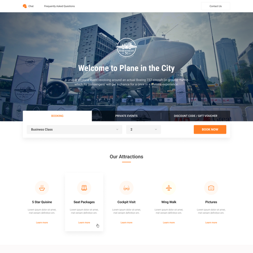 Diner design with the title 'Plane in the City Landing Page'