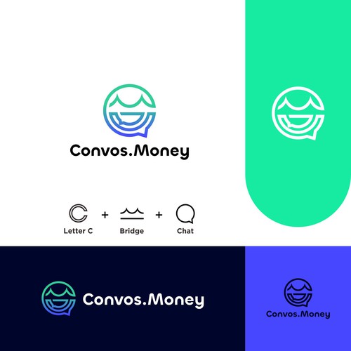 Combination logo with the title 'Letter C Bridge Chat Logo'