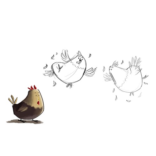 Chicken artwork with the title 'Create a cartoonish header for a funny blog'