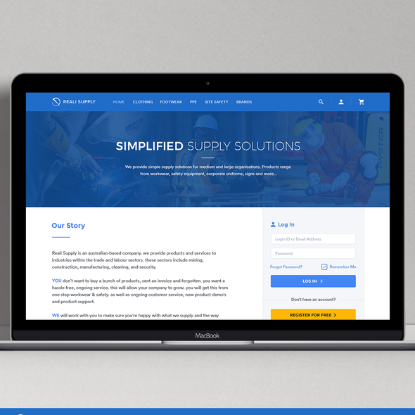 Magento design with the title 'Security Equipment Supply Website'