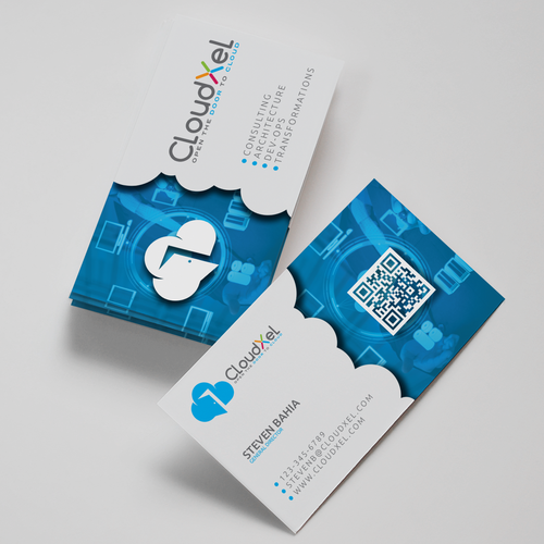 Cloud computing design with the title 'Logo & business card for CLOUDXEL'