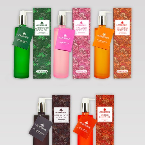 Natural cosmetics packaging with the title 'Package box dsign for Body Oil'