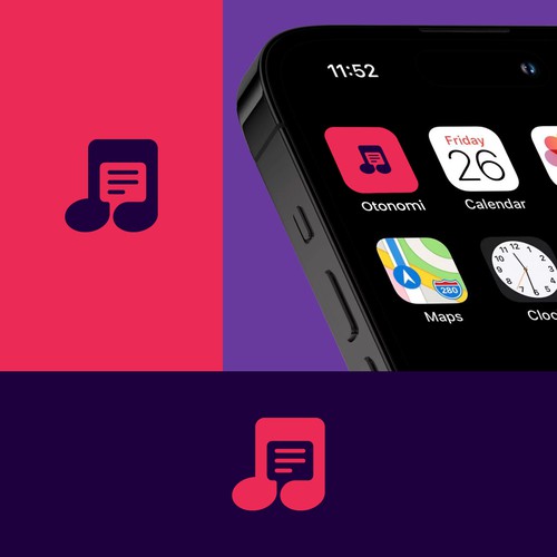 Music note design with the title 'Icon concept for a music related social media app'