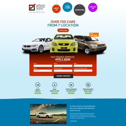 Car website with the title 'Car Loan Website - Sample 1'
