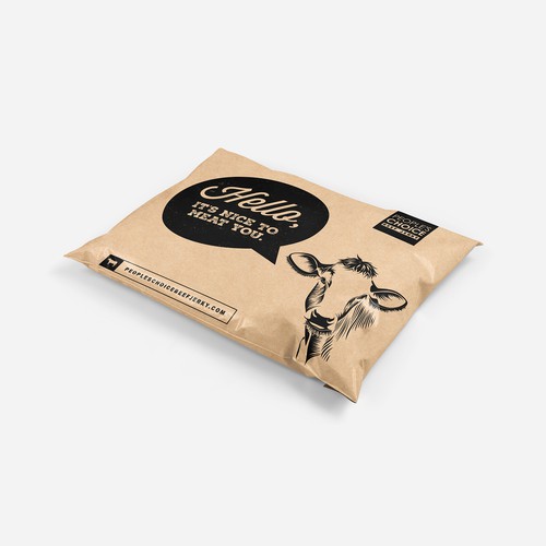 Shipping design with the title 'Mailer bag for L.A's original beef jerky company'