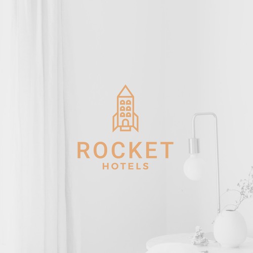 Rocket logo with the title 'Simple logo concept for a management company'