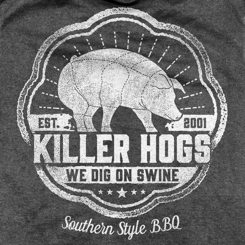 Old school t-shirt with the title 'Southern Style BBQ Killer Hogs T-shirt'