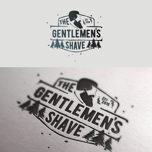 Shaving design with the title 'Rustic design for "The Gentlemen's Club"'