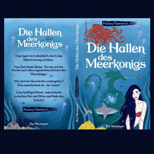 Drawing book cover with the title 'Die Hallen dew Meerkönigs'